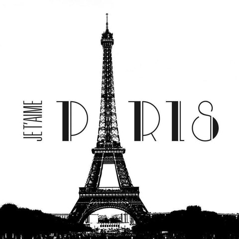 Je Taime Paris White Modern Wood Framed Art Print with Double Matting by Navas, Emily