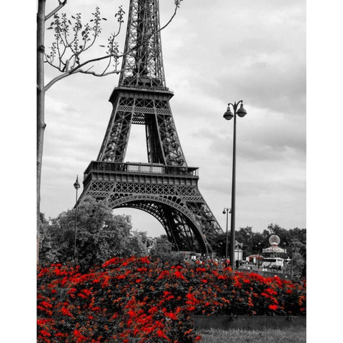 Eiffel Tower with Red Pop White Modern Wood Framed Art Print by Navas, Emily