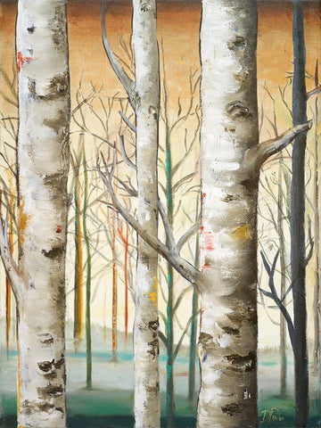 Birch Forest I White Modern Wood Framed Art Print with Double Matting by Pinto, Patricia