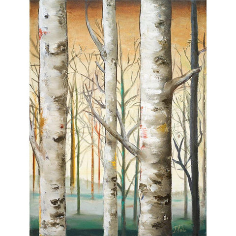 Birch Forest I Gold Ornate Wood Framed Art Print with Double Matting by Pinto, Patricia