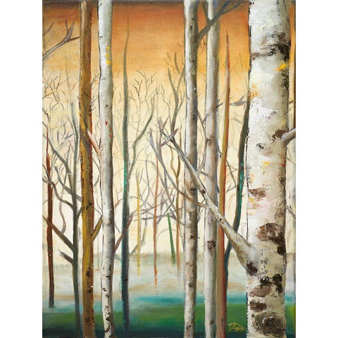 Gold Birch Forest II White Modern Wood Framed Art Print by Pinto, Patricia