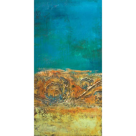 Rustic Frieze on Teal II White Modern Wood Framed Art Print by Loreth, Lanie