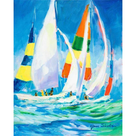 Come Sail Away Black Modern Wood Framed Art Print by Slivka, Jane