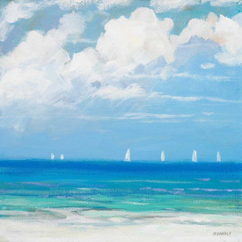 Seaside II White Modern Wood Framed Art Print by Meneely, Dan