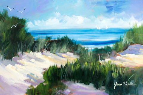 Dune Shoreside White Modern Wood Framed Art Print with Double Matting by Slivka, Jane
