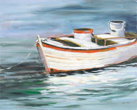 The Row Boat That Could White Modern Wood Framed Art Print with Double Matting by Slivka, Jane