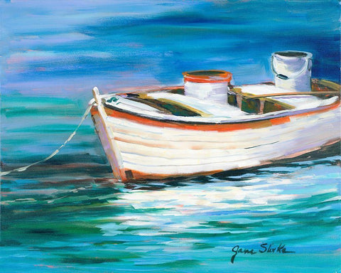 The Row Boat that Could White Modern Wood Framed Art Print with Double Matting by Slivka, Jane