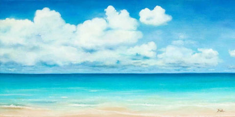 Ocean View White Modern Wood Framed Art Print with Double Matting by Pinto, Patricia