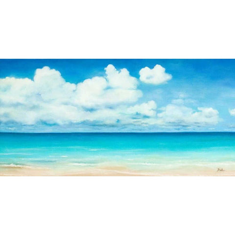 Ocean View White Modern Wood Framed Art Print by Pinto, Patricia