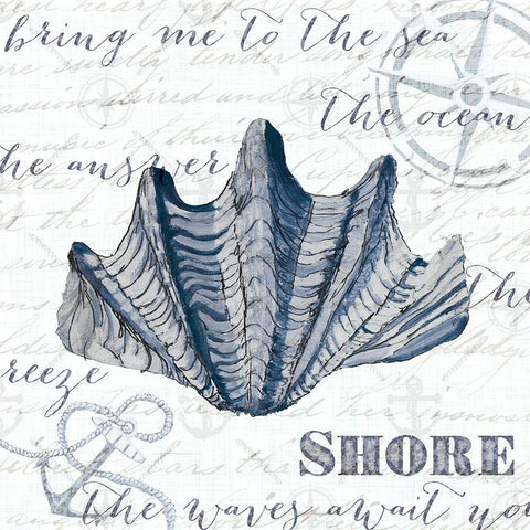 Indigo Shell I White Modern Wood Framed Art Print by Ritter, Gina