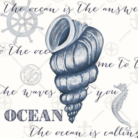 Indigo Ocean Treasures I Black Modern Wood Framed Art Print with Double Matting by Ritter, Gina