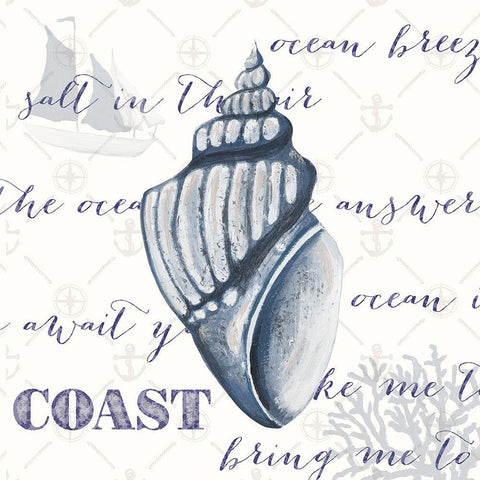 Indigo Ocean Treasures III White Modern Wood Framed Art Print with Double Matting by Ritter, Gina