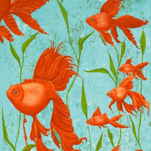 School of Fish I Black Modern Wood Framed Art Print with Double Matting by Ritter, Gina