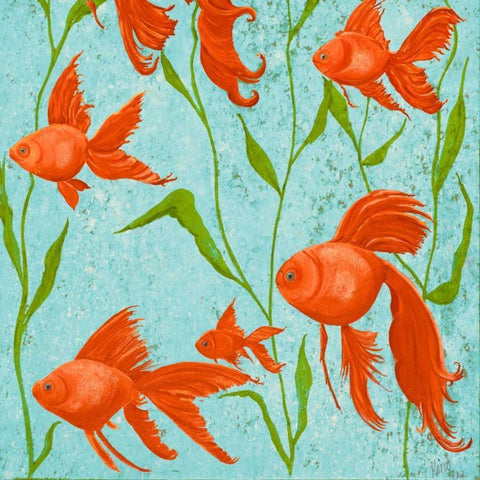 School of Fish II Black Modern Wood Framed Art Print with Double Matting by Ritter, Gina