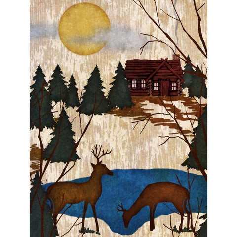 Cabin in the Woods I White Modern Wood Framed Art Print by Biscardi, Nicholas