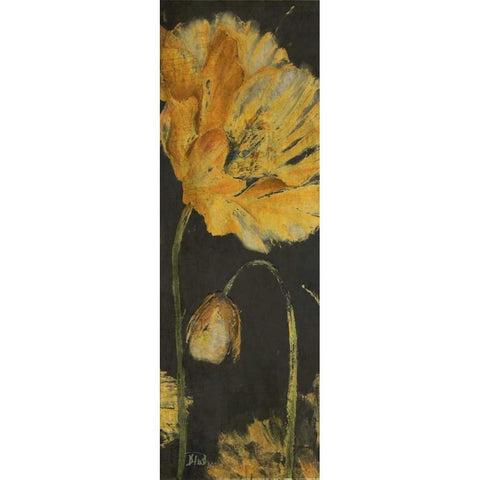 Poppy Garden Panel I Black Modern Wood Framed Art Print by Pinto, Patricia
