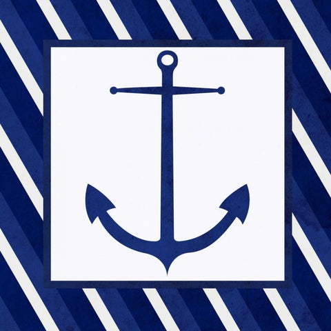 Boxed Anchor Black Modern Wood Framed Art Print with Double Matting by SD Graphics Studio