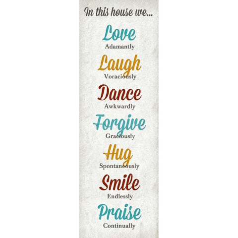 In this House White Modern Wood Framed Art Print by SD Graphics Studio