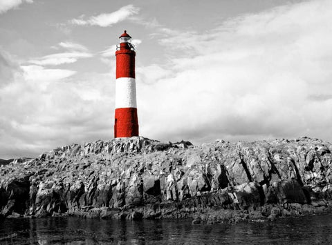 Lighthouse Border White Modern Wood Framed Art Print with Double Matting by Coppel, Anna
