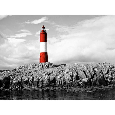 Lighthouse Border Black Modern Wood Framed Art Print with Double Matting by Coppel, Anna