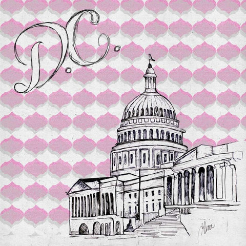 Textile D.C. White Modern Wood Framed Art Print with Double Matting by Ritter, Gina