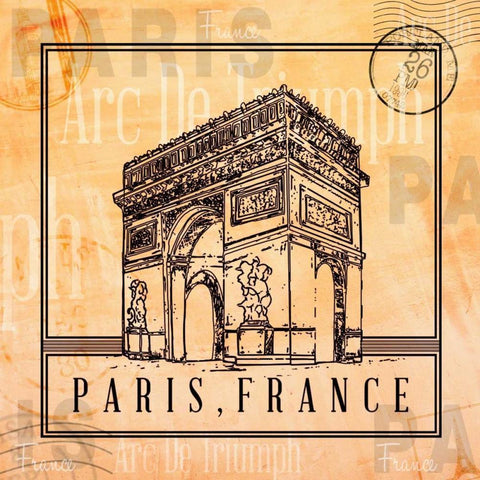 Paris Stamp I Black Modern Wood Framed Art Print by Ritter, Gina