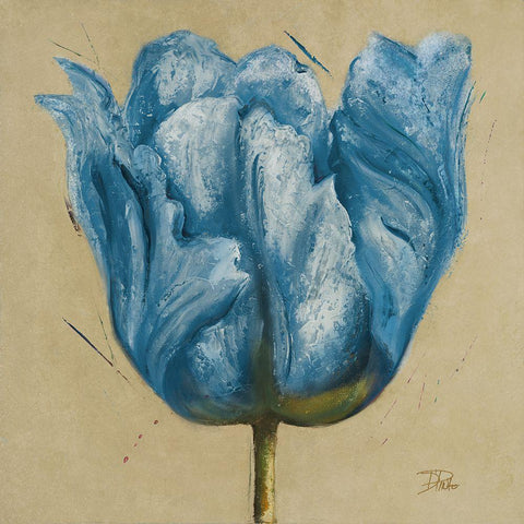 Blue Double Tulips I Gold Ornate Wood Framed Art Print with Double Matting by Pinto, Patricia