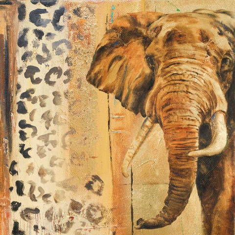 New Safari on Gold Square IV Black Modern Wood Framed Art Print with Double Matting by Pinto, Patricia