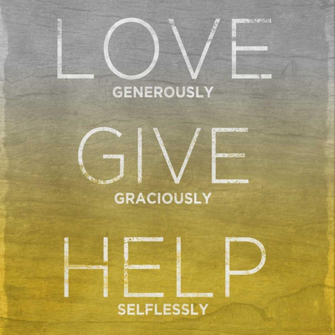 Love Give Help White Modern Wood Framed Art Print by Sundance Studio