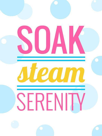 Soak, Steam, Serenity White Modern Wood Framed Art Print with Double Matting by SD Graphics Studio