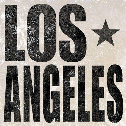 Los Angeles Border Black Modern Wood Framed Art Print by Sundance Studio