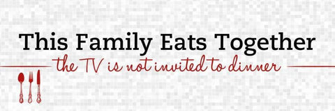 Family Eats Together White Modern Wood Framed Art Print with Double Matting by SD Graphics Studio