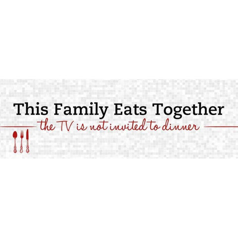Family Eats Together Black Modern Wood Framed Art Print with Double Matting by SD Graphics Studio