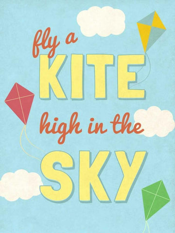 Fly a Kite White Modern Wood Framed Art Print with Double Matting by SD Graphics Studio
