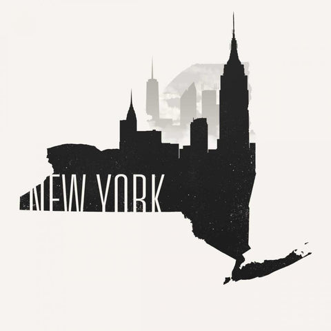 New York Skyline Black Modern Wood Framed Art Print by SD Graphics Studio
