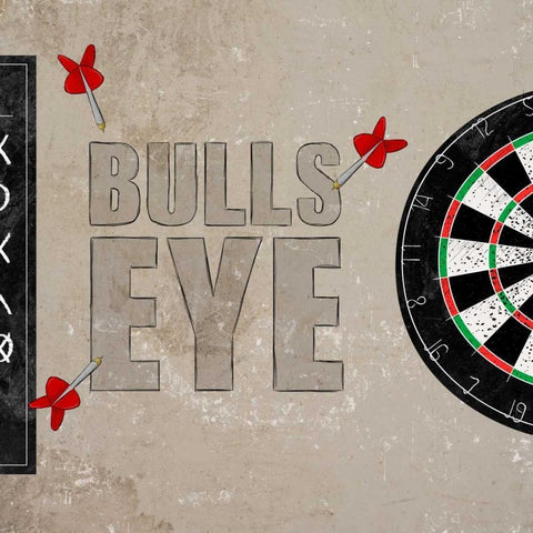 Bulls Eye Black Modern Wood Framed Art Print with Double Matting by SD Graphics Studio