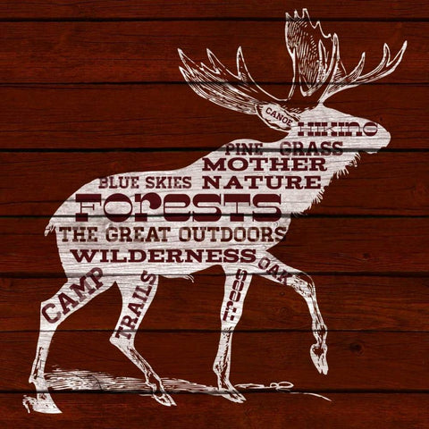 Moose Text Black Modern Wood Framed Art Print by SD Graphics Studio