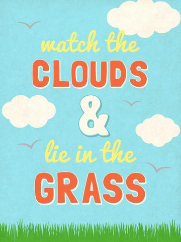 Watch the Clouds White Modern Wood Framed Art Print with Double Matting by SD Graphics Studio