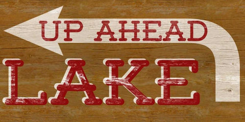 Lake Sign White Modern Wood Framed Art Print with Double Matting by SD Graphics Studio