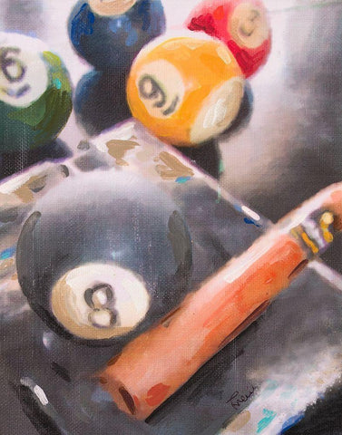 Game Night I Black Ornate Wood Framed Art Print with Double Matting by French-Roussia, Heather A.