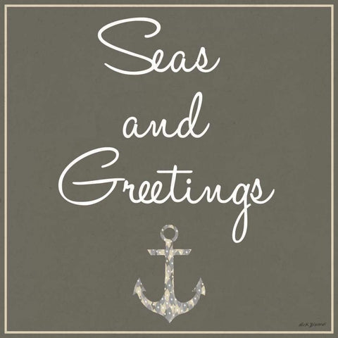 Silver Coast Christmas Square I Black Ornate Wood Framed Art Print with Double Matting by Biscardi, Nicholas