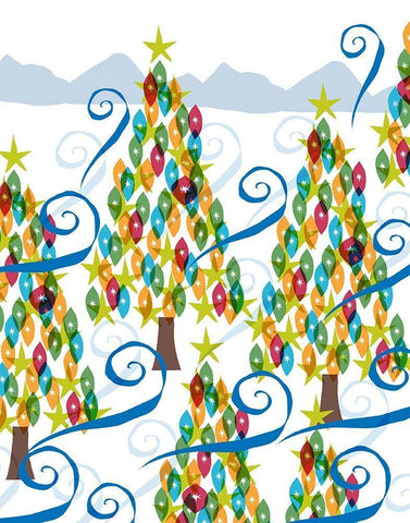 Holiday Times Pattern I White Modern Wood Framed Art Print with Double Matting by Biscardi, Nicholas
