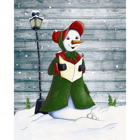 Christmas Snowmen I White Modern Wood Framed Art Print by Josefina