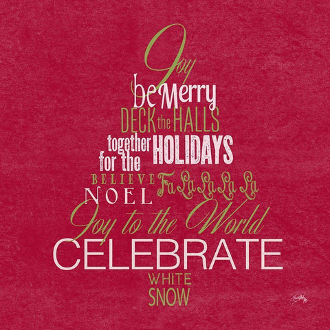 Holiday Fun Typography on Red I Black Ornate Wood Framed Art Print with Double Matting by Medley, Elizabeth