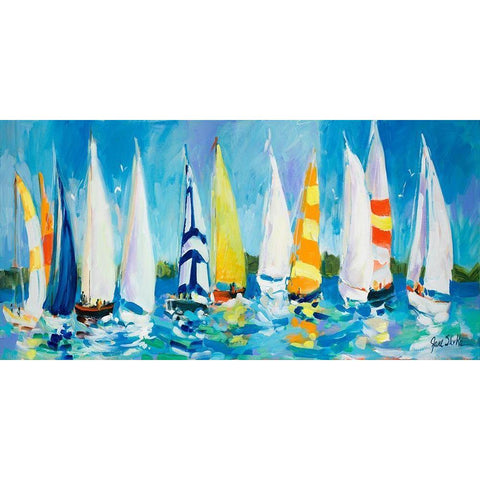 The Regatta Black Modern Wood Framed Art Print with Double Matting by Slivka, Jane