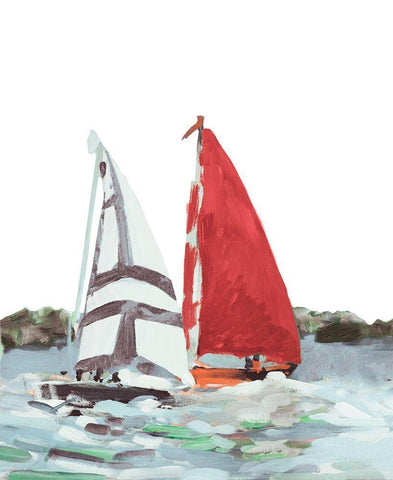 Line Regatta I White Modern Wood Framed Art Print with Double Matting by Slivka, Jane