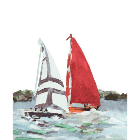 Line Regatta I White Modern Wood Framed Art Print by Slivka, Jane