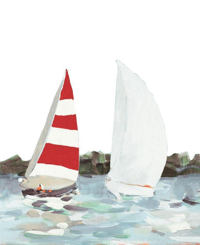 Line Regatta II White Modern Wood Framed Art Print with Double Matting by Slivka, Jane