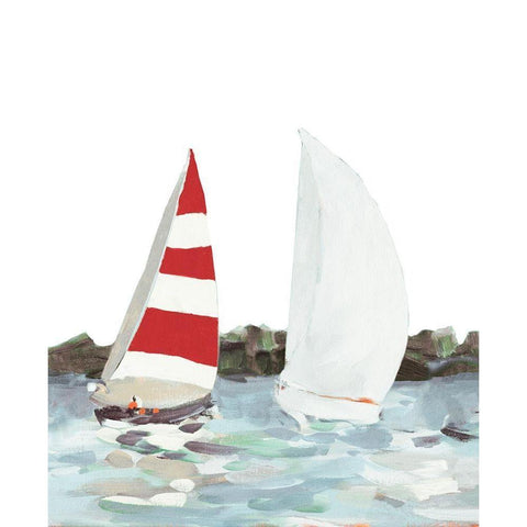 Line Regatta II Black Modern Wood Framed Art Print with Double Matting by Slivka, Jane