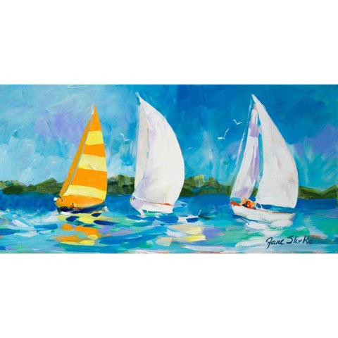 The Regatta II Black Modern Wood Framed Art Print by Slivka, Jane